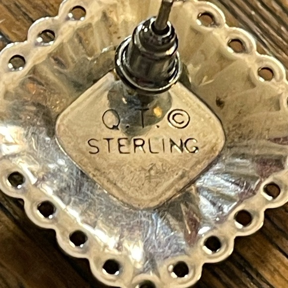 Vintage QT Sterling Inlaid Turquoise Multi Gemstone Earrings Southwestern - Picture 11 of 11